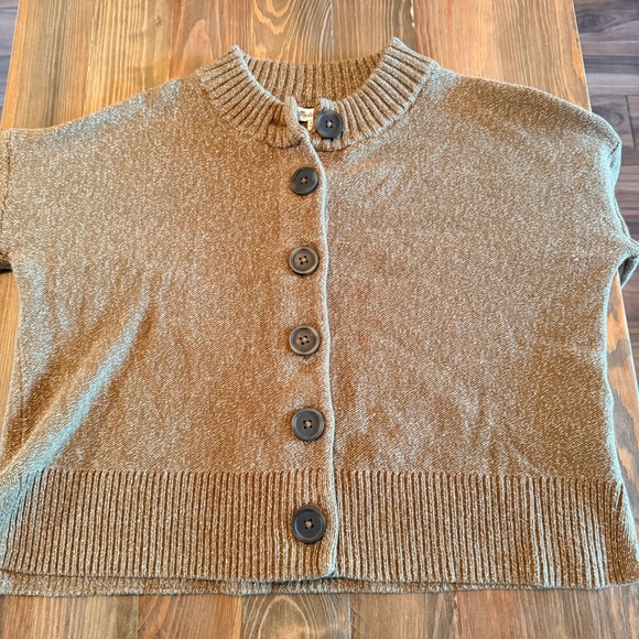 Madewell Broadway cotton knit button-front cardigan sweater olive green/brown - Picture 2 of 8
